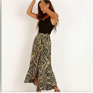 Faithfull the Brand zebra print wrap skirt size xs